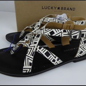 Lucky Brand Adinis Leather Crisscross Sandals NIB